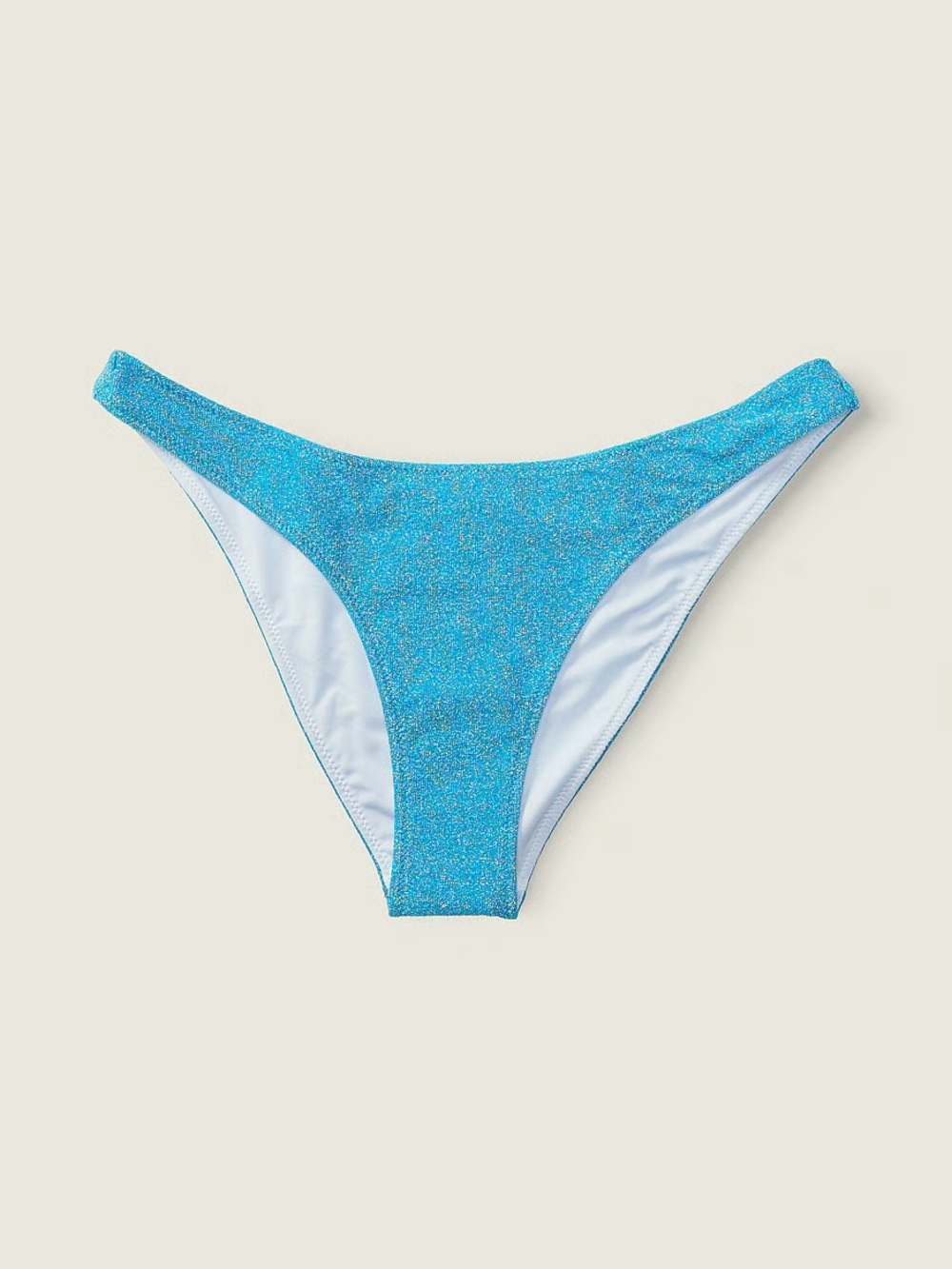 Pink Victoria’s Secret Aqua Blue Glitter Bikini Bottoms Shimmer Swim NWT Medium
